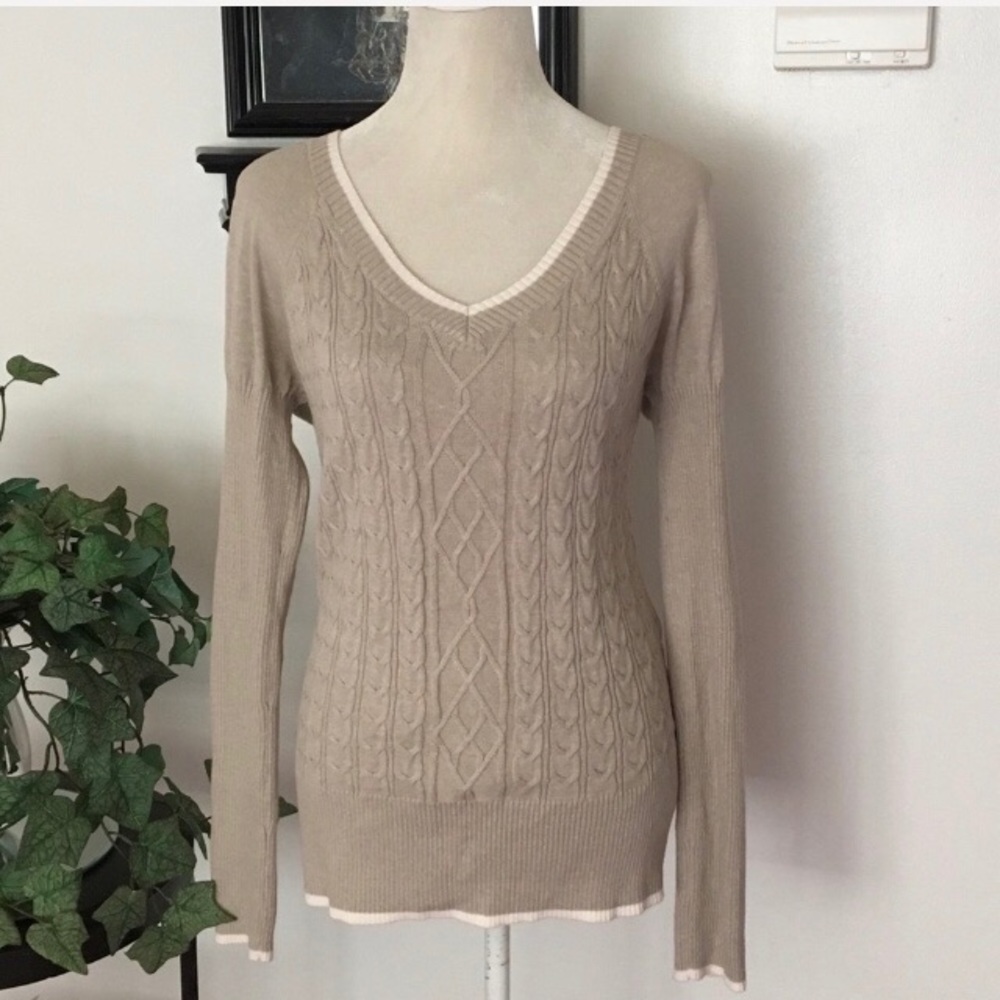 DKNY Jeans Tan Long Sleeve Sweater Size XL